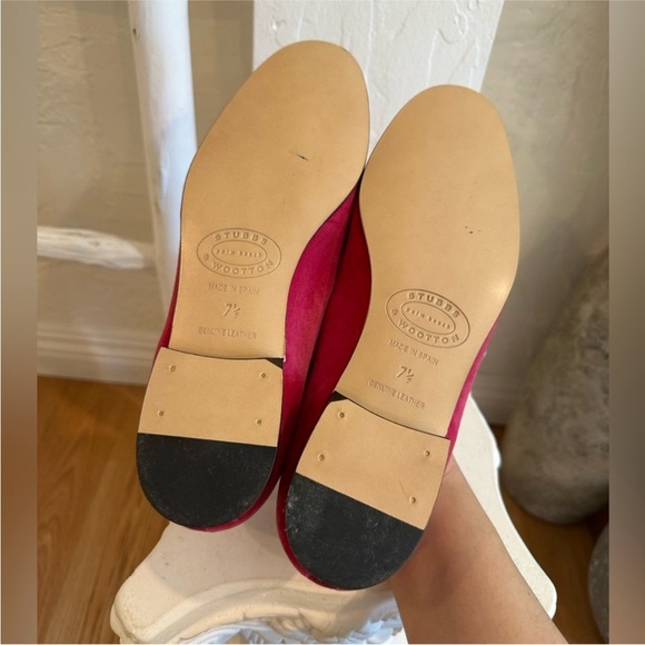 LoveShackFancy x Stubbs & Wootton Rose Bow Slipper – Fuchsia Pink Velvet. EUC - Picture 10 of 14